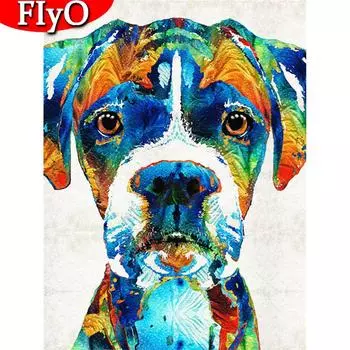 Алмазная картина, полная квадратная собака, Новое поступление, Алмазная вышивка, мозаика, рождественские украшения с животными, настенное искусство Full Round (20X30CM)