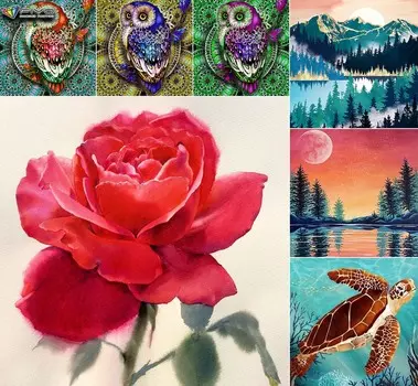 Алмазная картина Полный алмаз Милое животное Алмазная картина Ручная работа Пейзаж Маленькая рыбка Цветы Сделай сам Алмазная мозаика Художник Украшение дома Round Drill 30x30cm