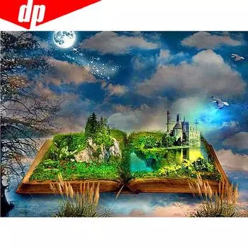 Алмазная картина Полный дрель Круглый пейзаж Алмазная вышивка Живописное хобби и ремесло 20X30