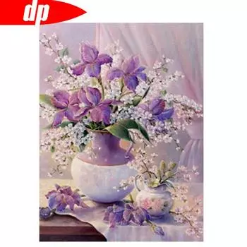 Алмазная картина Полный круглый Алмазная мозаика Цветочная вышивка в горшке Стразы 20X30CM