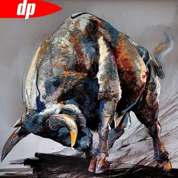 Алмазная картина Полный круглый бык Творческая Алмазная вышивка Крестом 30x30CM