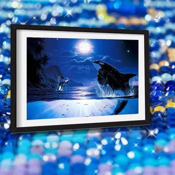 Алмазная картина Полный круглый Кит Алмазная мозаика Животное Алмазная вышивка 20X30CM