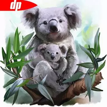 Алмазная картина Полный круглый Коала Алмазная вышивка Животное украшение 30x30CM