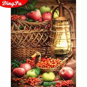 Алмазная картина, полный круглый комплект, фрукты, украшение для дома, дисплей, вышивка, ремесло, яблоко, настенное искусство 20X30CM