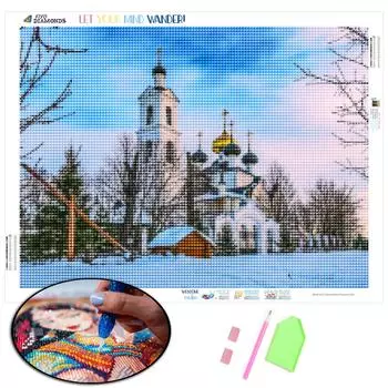 Алмазная картина, полный круглый квадратный снег, сделай сам, алмазная вышивка, замок, картины из стразов, мозаика, ремесленный комплект, домашний декор, настенное искусство Full Round (20X30CM)