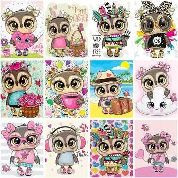 Алмазная картина, полный круглый мультфильм, милая сова, Алмазная вышивка, распродажа, мозаика с животными, детский декор для дома Full Round 20x30CM