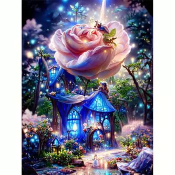 Алмазная картина, полный круглый пейзаж, цветок, 5D DIY, алмазная вышивка, распродажа, мозаичная роза, украшение 30x40 см/12x16 дюймов