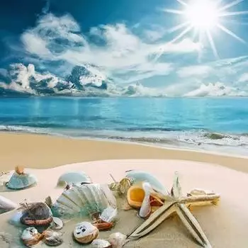 Алмазная картина, полный круглый пейзаж, пляж, 5D Алмазная вышивка, вышивка крестиком, морское украшение для дома 40x40 см/16x16 дюймов 40x40cm NO Frame