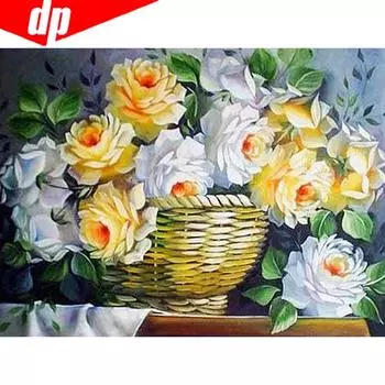 Алмазная картина Полный круглый Прибытие Цветы Алмазная вышивка Полный дисплей Изображение 20X30