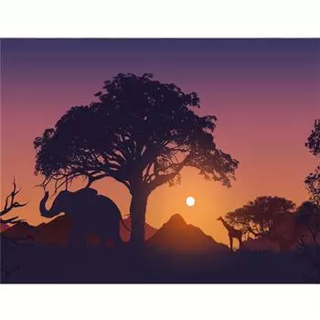 Алмазная картина, полный круглый слон, закат, вышивка, мозаика, животное, подарок, вышивка крестом, украшение для дома 30x40 см/12x16 дюймов 30x40cm NO Frame