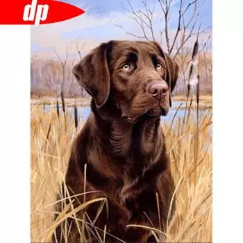 Алмазная картина Полный круглый животных Милая собака Алмазная вышивка Мозаика Вышивка крестом 20X30CM