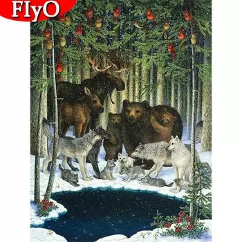 Алмазная картина, полный квадратный медведь, Новое поступление, Алмазная вышивка, вышивка крестиком, рождественские украшения Full Round (20X30CM)