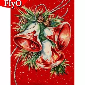 Алмазная картина, полный квадратный Рождественский колокольчик, Новое поступление, Алмазная вышивка, мультяшная мозаика, праздничный подарок, украшение для дома Full Round (20X30CM)