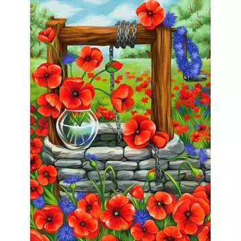 Алмазная картина Прибытие Цветок Полный Круглый Алмазная Мозаика Вышивка 20X30CM