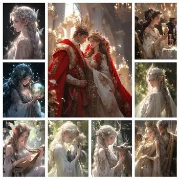 Алмазная картина «Принц и принцесса» полностью квадратная/круглая вышивка крестиком «Сделай сам» для влюбленных, набор для вышивки крестом, украшение Full Round 20x30CM