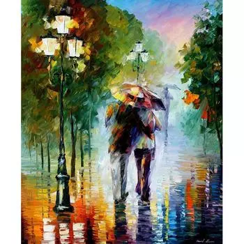 Алмазная картина «Прогулка под дождем» Алмазная вышивка Картина Стразы Рукоделие DIY Ремесла Декор 20X30CM