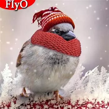 Алмазная картина Птица Алмазная вышивка Зимнее животное Изображение горный хрусталь Рождественские украшения для дома Full Round 30x30CM