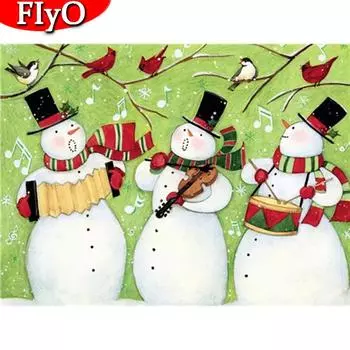 Алмазная картина Птица Полный квадрат Алмазная вышивка Рождественский комплект снеговика Мозаика Зимний домашний декор Фестивальный подарок Full Round (20X30CM)