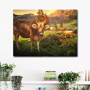 Алмазная картина Rhinestone Diy Алмазная вышивка Животное Корова Полный круглый дрель Мозаика Вышивка крестом 20X30CM