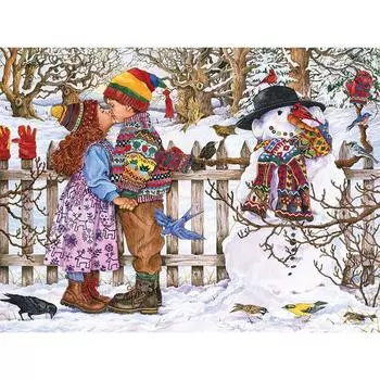 Алмазная картина Романтический первый поцелуй Полная алмазная вышивка Круглая дрель со стразами 20X30CM