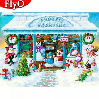 Алмазная картина Рождественская елка Снеговик Вышивка крестиком Распродажа 3D Алмазная вышивка Пейзаж Rhinestone Kit Подарок ручной работы Full Round (20X30CM)