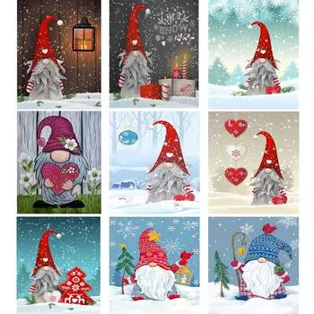 Алмазная картина Рождественские украшения Гном 5D DIY Diamond Art Full Round 20x30CM