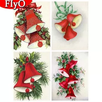 Алмазная картина Рождественский колокольчик Комплект Алмазная вышивка Пейзажная мозаика Рукоделие Подарок ручной работы Декорция Full Round 20X30CM красный