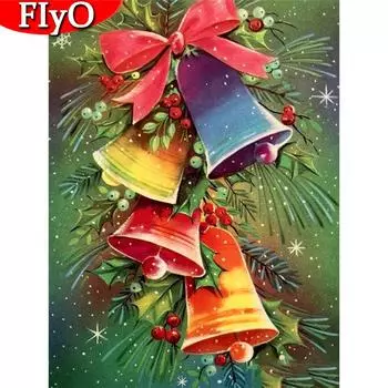 Алмазная картина Рождественский колокольчик Полный квадратный круглый Распродажа Алмазная вышивка Мультфильм Мозаика Рождественский подарок ручной работы Искусство Full Round (20X30CM)