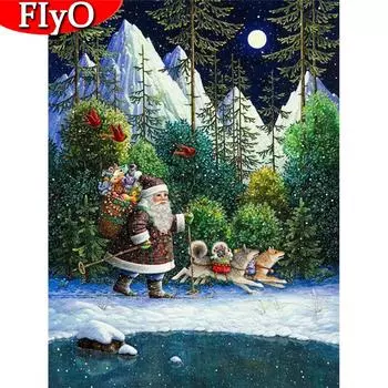 Алмазная картина Рождественский комплект Алмазная вышивка Крестом Санта-Клаус Мозаика Зимний ремесленный праздничный подарок Full Round (20X30CM)