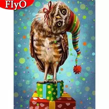 Алмазная картина Рождественский комплект Алмазная вышивка Распродажа Сова Мозаика Животное Ремесленное украшение дома Full Round (20X30CM)