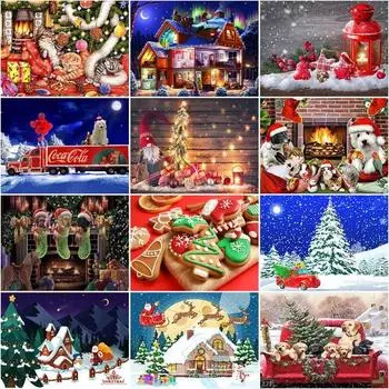 Алмазная картина Рождественский пейзаж для детей Подарок Вышивка крестиком Полный дрель Круглая алмазная вышивка Картина Rhinest Full Round 20x30CM