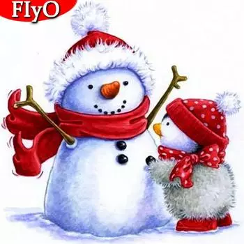 Алмазная картина Рождественский снеговик Полный квадратный дрель Алмазная вышивка Пейзаж Мозаика Пингвин Рукоделие Подарок ручной работы Full Round 30x30CM