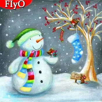 Алмазная картина Рождественский снеговик Полный квадратный круглый дрель 5D DIY Алмазная вышивка Мозаика Пейзаж Зимний домашний декор Full Round 30x30CM