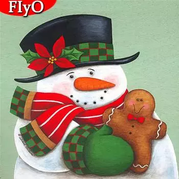 Алмазная картина Рождественский снеговик Полный квадратный круглый Алмазная вышивка Пейзаж Ручная работа Украшение дома Full Round 30x30CM