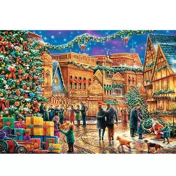 Алмазная картина Рождество, YEESAM ART Рождественские украшения Улица 5D DIY Алмазная картина Полная дрель
