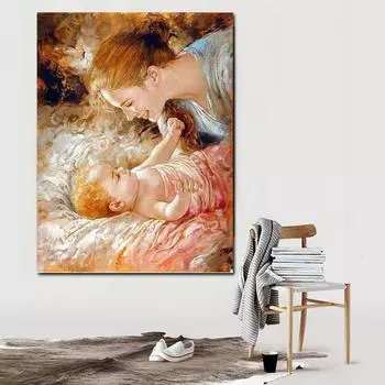Алмазная картина, рукоделие, полная дрель, мозаика, Алмазная вышивка, украшение для мамы и ребенка, живопись 20X30CM