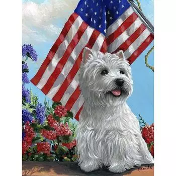 Алмазная картина с американским флагом, милый щенок, животное, ручная работа, сделай сам, алмазная живопись, вышивка крестом 20X30CM