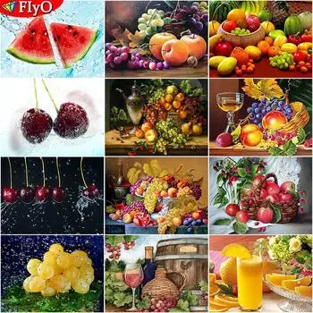 Алмазная картина с фруктами, полная квадратная круглая дрель, Алмазная вышивка, яблочная мозаика, рукоделие, художественное украшение дома Full Round 20X30CM красный