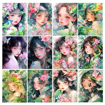 Алмазная картина с изображением девушки из мультфильма, новые поступления, Diy, полная квадратная круглая дрель, стразы, вышивка, цветы и птицы, мозаика, наборы для вышивки крестом, декор стен Square drill 30x40cm