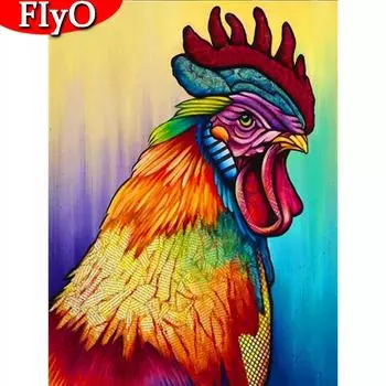 Алмазная картина с изображением животных, полная квадратная вышивка крестиком 5D, Алмазная вышивка, курица, картины из стразов, мозаика, домашний декор Full Round (20X30CM)
