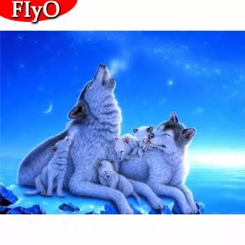Алмазная картина с изображением животных, полный квадратный круглый дрель, набор для рукоделия, 5D Алмазная вышивка, волк, снег, рукоделие, декор для дома Full Round (20X30CM)