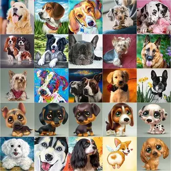 Алмазная картина с крестом, животное, полная круглая дрель, Алмазная вышивка, собака, Алмазная мозаика, рукоделие, настенное искусство Full Round 20x20CM