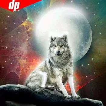 Алмазная картина с круглыми камнями, животные, алмазная мозаика, полный макет, изображения волков 30x30