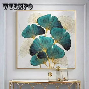 Алмазная картина с листьями гинкго, вышивка крестиком, гостиная, столовая, спальня, маленькая картина, алмазная вышивка 40X40cm