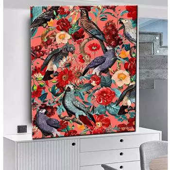 Алмазная картина с тропическими растениями и птицами, полная Алмазная вышивка с животными джунглей, новинка 2023, мозаика, индивидуальный подарок, домашний декор Full Round 20x30CM