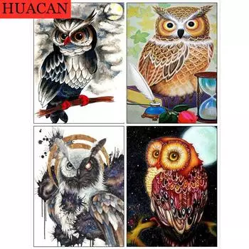 Алмазная картина с животными, полная круглая алмазная вышивка, распродажа, Алмазная мозаика, сова, изображение горного хрусталя 30*40 cm
