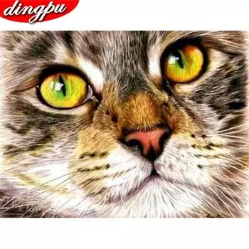Алмазная картина с животными, полная круглая дрель, кошка, украшение для дома, вышивка, изображение 20X30CM