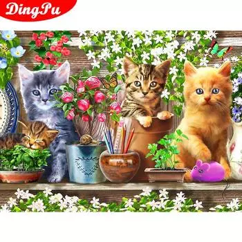 Алмазная картина с животными, полная круглая рукоделие, вышивка крестиком, Алмазная вышивка, продажа кошек, алмазное искусство 20X30CM