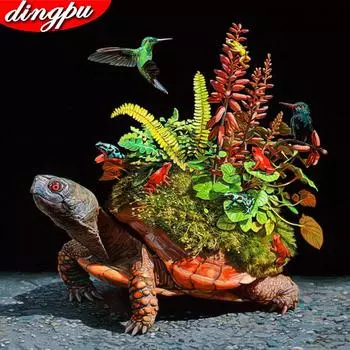 Алмазная картина с животными, полная круглая вышивка, вышивка крестом, черепаха, мозаика, ручная работа 30x30CM