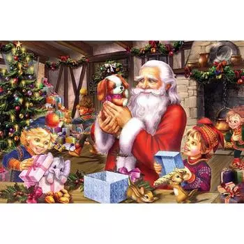 Алмазная картина Санта Холдинг Щенок Стразы Мозаика Полный дисплей Алмазная вышивка 20X30CM